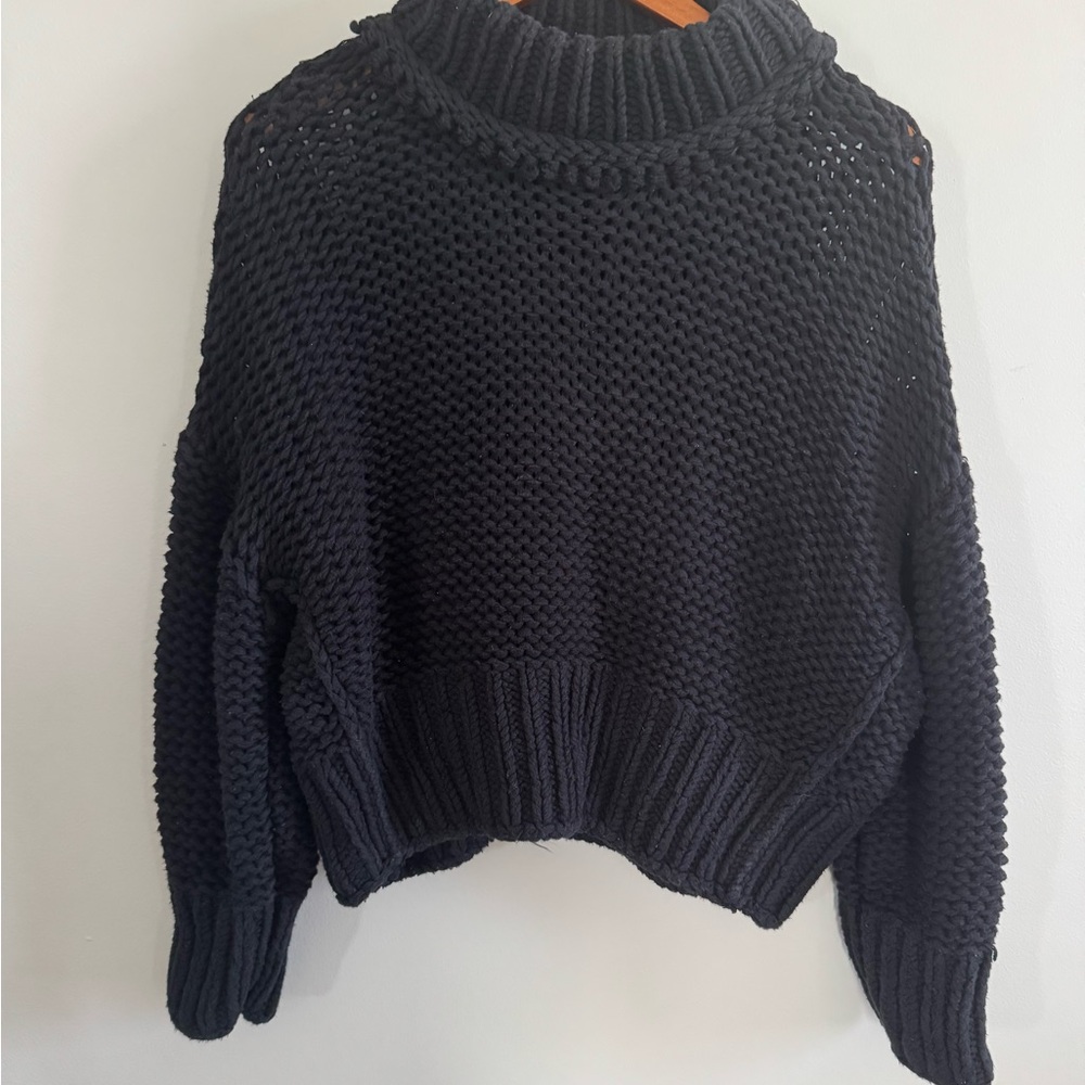 Free People Black Cowl Neck Sweater